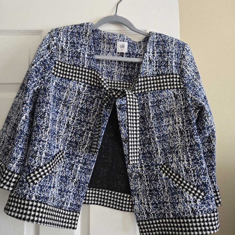 CAbi Black and Blue Patterned Women's Blazer